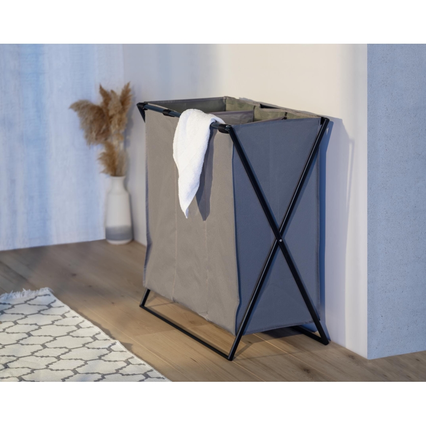 WENKO 71297800 - Pyykkikori TRIO 69x76 cm harmaa/musta
