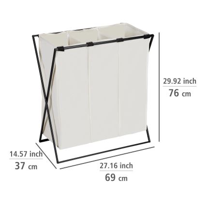 WENKO 71298800 - Pyykkikori TRIO 69x76 cm kerma/musta