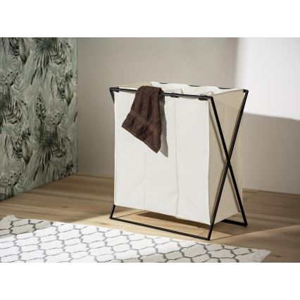 WENKO 71298800 - Pyykkikori TRIO 69x76 cm kerma/musta