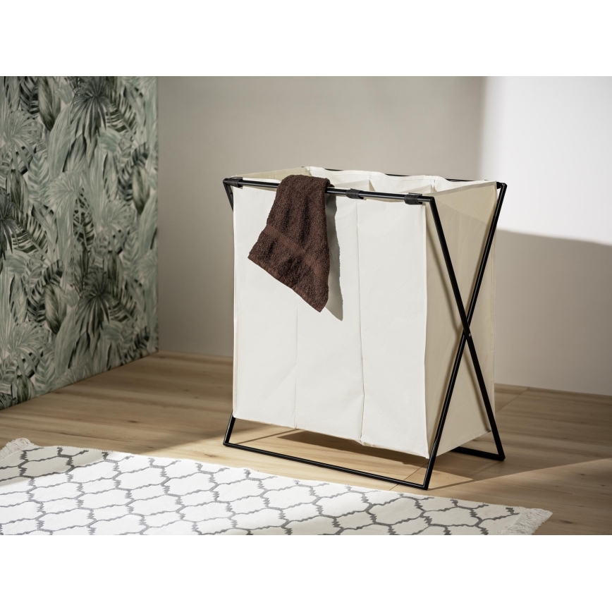 WENKO 71298800 - Pyykkikori TRIO 69x76 cm kerma/musta