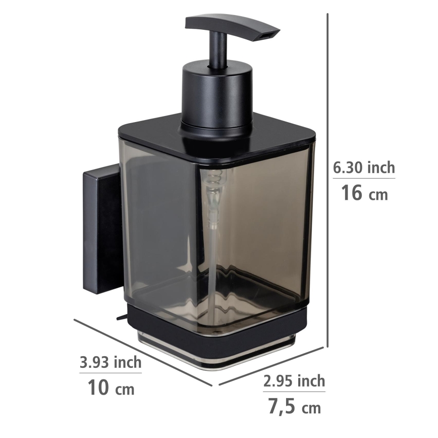 WENKO 71444800 - Saippuapumppu VACUUM-LOC QUADRO ED 7,5x16 cm musta