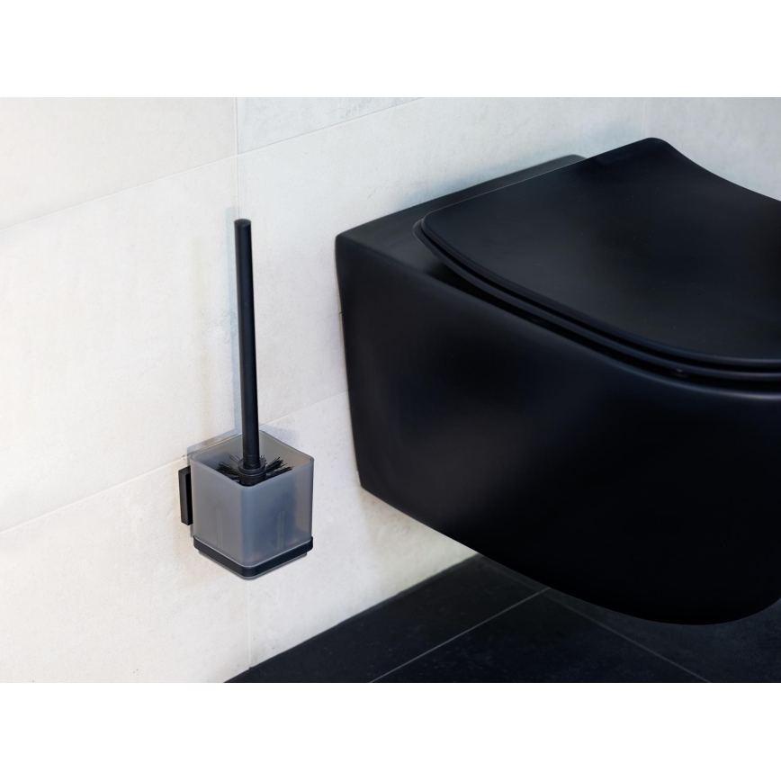 WENKO 71450800 - WC-setti VACUUM-LOC QUADRO ED 9,5x37 cm musta