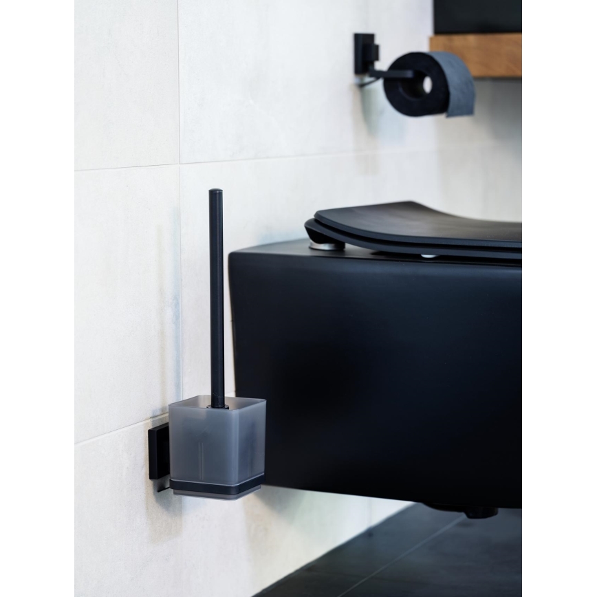 WENKO 71450800 - WC-setti VACUUM-LOC QUADRO ED 9,5x37 cm musta