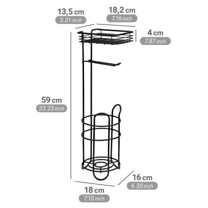 WENKO 71451800 - WC-paperiteline 16x59 cm musta