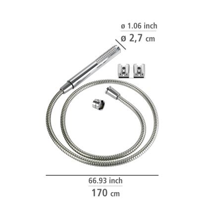 WENKO 81340100 - Suihku DUO 170x2,7 cm kiiltävä kromi/hopea/harmaa