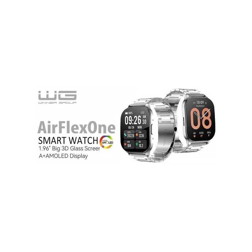 Winner Group - Älykello AirFlexOn 300 mAh IP68 hopea