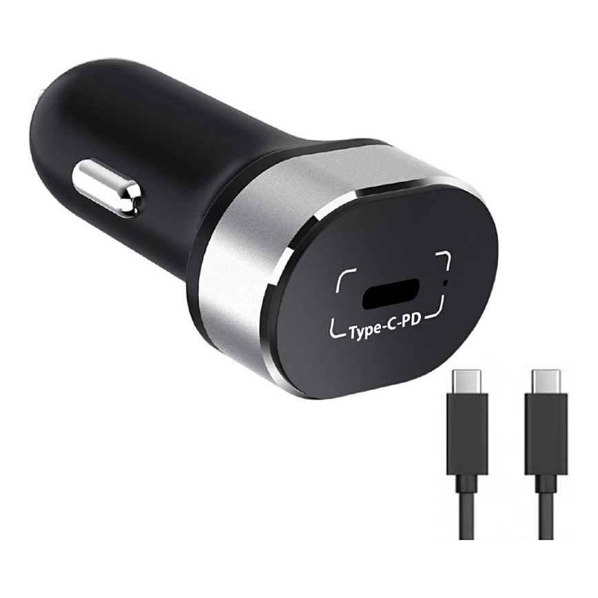 Winner Group - Autolaturi 1xUSB-C Power Delivery 20W + USB-kaapeli USB-C / USB-C 1 m musta