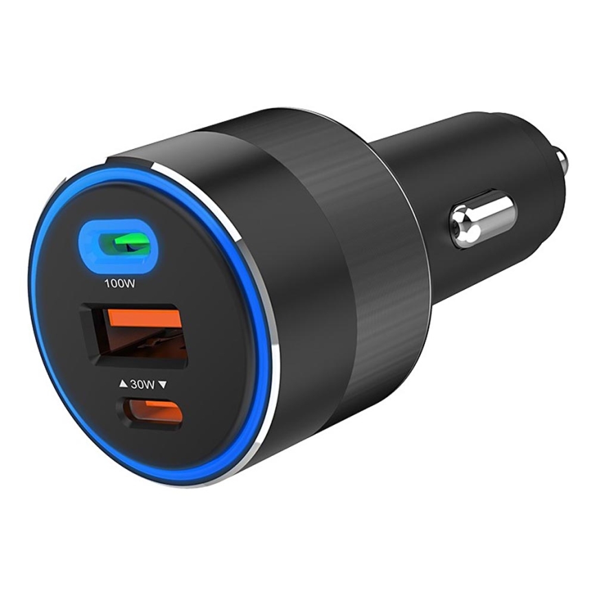 Winner Group - Autolaturi 2xUSB-C + 1xUSB-A Power Delivery 130W musta