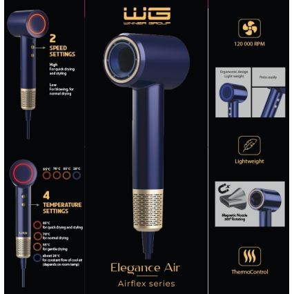 Winner Group - Hiustenkuivain ionisaattorin kanssa Elegance Air 1600W/230V sininen