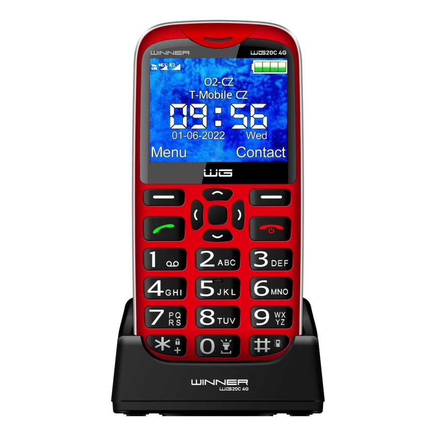 Winner Group - Matkapuhelin senioreille 1600 mAh punainen