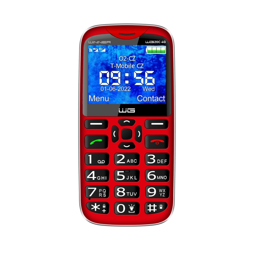 Winner Group - Matkapuhelin senioreille 1600 mAh punainen