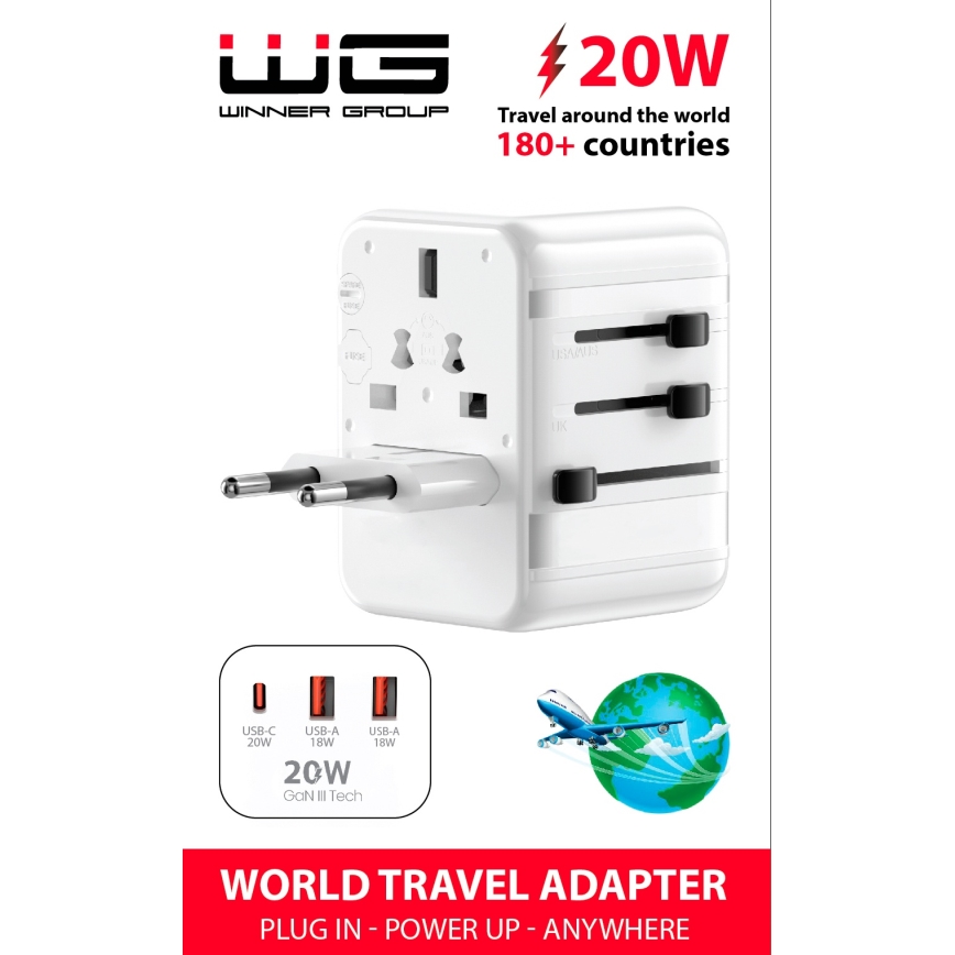 Winner Group - Matkustus nopea lataus adapteri Power Delivery 20W valkoinen