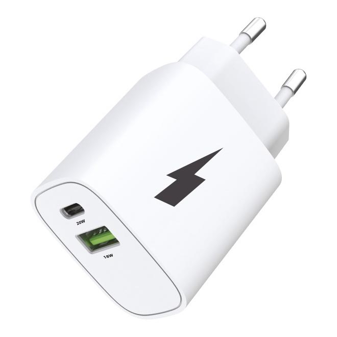 Winner Group - Pikalatausadapteri 1xUSB-C + 1xUSB-A Power Delivery 20W valkoinen