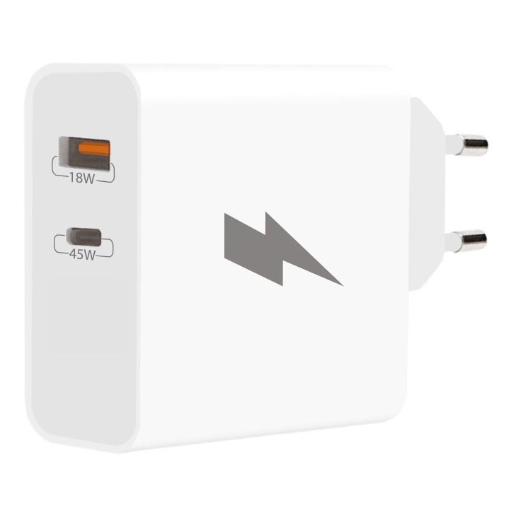 Winner Group - Pikalatausadapteri 1xUSB-C + 1xUSB-A Power Delivery 45W valkoinen
