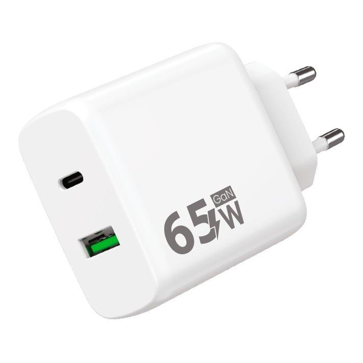 Winner Group - Pikalatausadapteri 1xUSB-C + 1xUSB-A Power Delivery 65W valkoinen