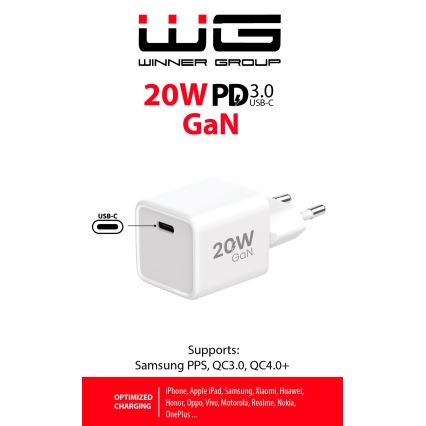 Winner Group - Pikalatausadapteri 1xUSB-C Power Delivery 20W valkoinen