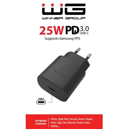 Winner Group - Pikalatausadapteri 1xUSB-C Power Delivery 25W musta