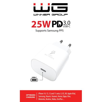 Winner Group - Pikalatausadapteri 1xUSB-C Power Delivery 25W valkoinen