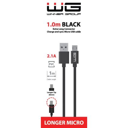 Winner Group - USB-kaapeli laajennettu Micro USB / USB-A 1m musta