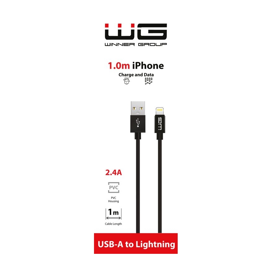 Winner Group - USB-kaapeli Lightning / USB-A 1m musta