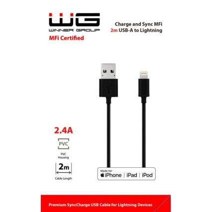 Winner Group - USB-kaapeli MFI Lightning / USB-A 2m musta