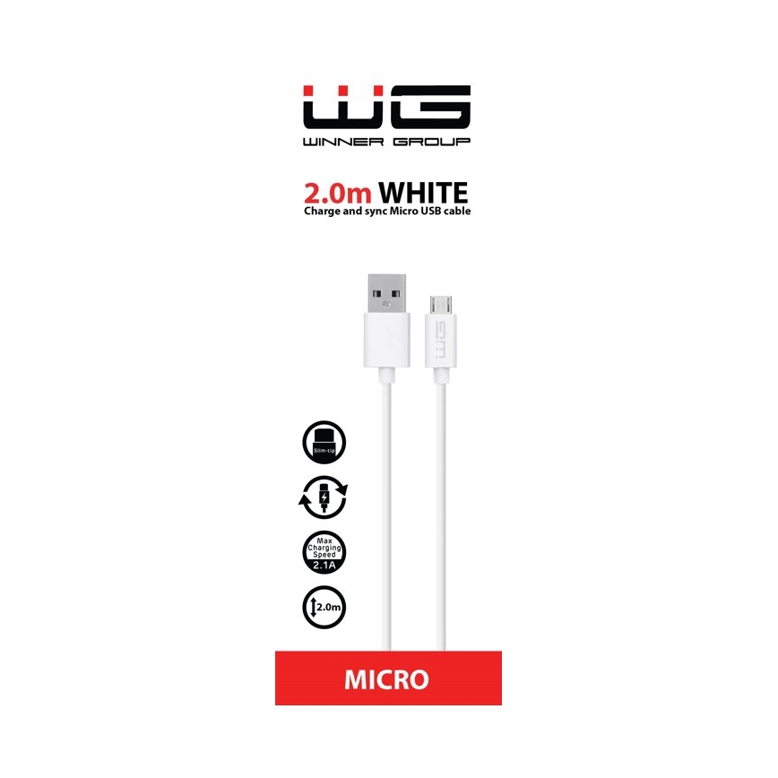 Winner Group - USB-kaapeli Micro USB / USB-A 2m valkoinen