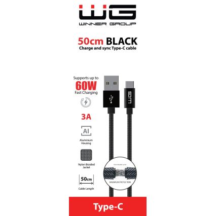 Winner Group - USB-kaapeli USB-C / USB-A 60W 50cm musta