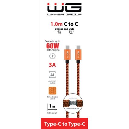 Winner Group - USB-kaapeli USB-C / USB-C 60W 1m oranssi