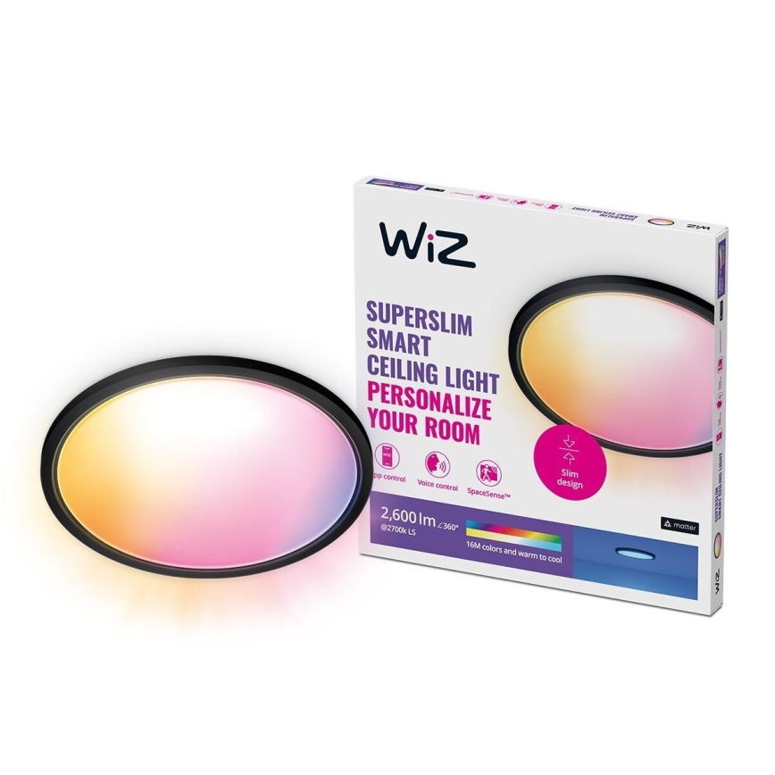 WiZ - Himmennettävä LED-RGB-kattovalaisin SUPERSLIM LED/22W/230V 2700-6500K Wi-Fi musta