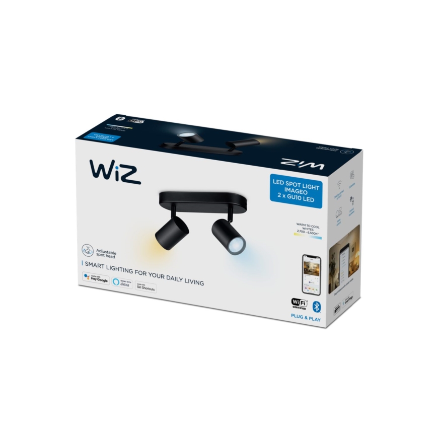 WiZ - LED Himmennettävä kohdevalo IMAGEO 2xGU10/4,9W/230V 2700-6500K Wi-Fi CRI 90 musta