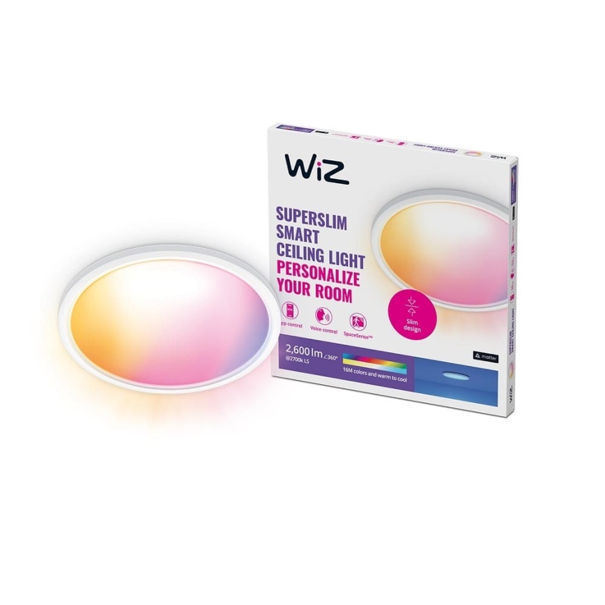 WiZ - LED RGB himmennettävä kattovalaisin SUPERSLIM LED/22W/230V 2700-6500K Wi-Fi valkoinen