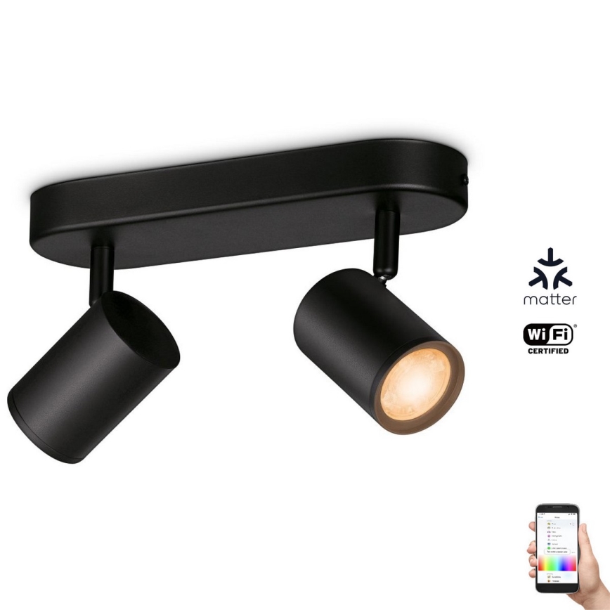 WiZ - LED RGBW Himmennettävä kohdevalo IMAGEO 2xGU10/4,9W/230V 2200-6500K Wi-Fi CRI 90 musta