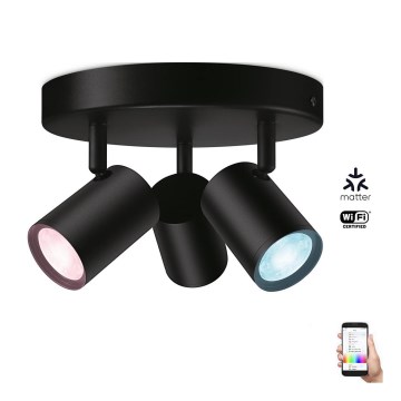 WiZ - LED RGBW Himmennettävä kohdevalo IMAGEO 3xGU10/4,9W/230V 2200-6500K Wi-Fi CRI 90 musta