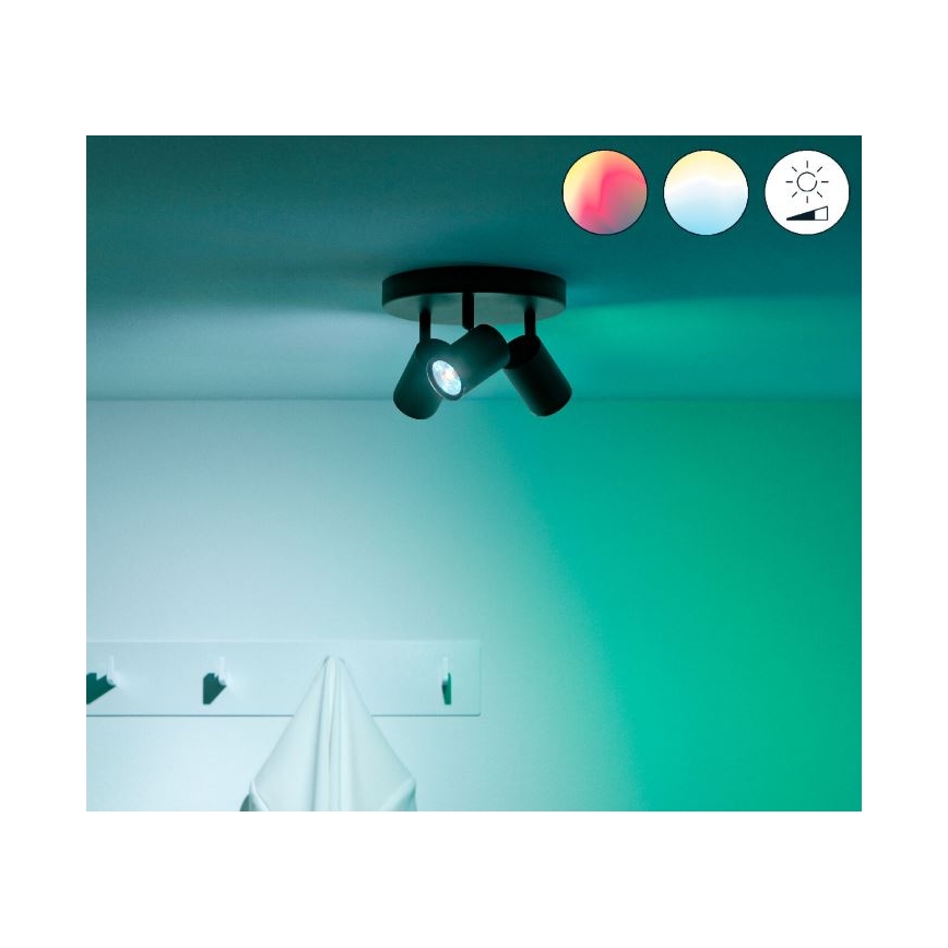 WiZ - LED RGBW Himmennettävä kohdevalo IMAGEO 3xGU10/4,9W/230V 2200-6500K Wi-Fi CRI 90 musta