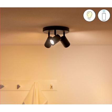 WiZ - LED RGBW Himmennettävä kohdevalo IMAGEO 3xGU10/4,9W/230V 2200-6500K Wi-Fi CRI 90 musta