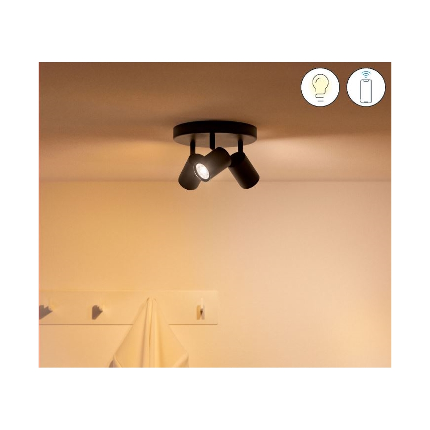 WiZ - LED RGBW Himmennettävä kohdevalo IMAGEO 3xGU10/4,9W/230V 2200-6500K Wi-Fi CRI 90 musta