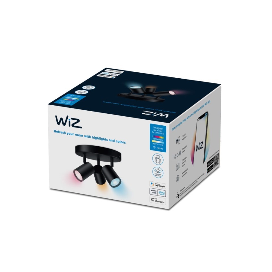 WiZ - LED RGBW Himmennettävä kohdevalo IMAGEO 3xGU10/4,9W/230V 2200-6500K Wi-Fi CRI 90 musta