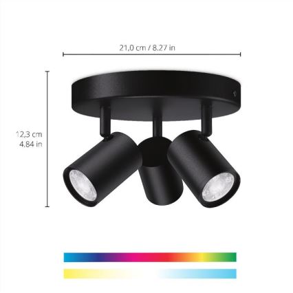 WiZ - LED RGBW Himmennettävä kohdevalo IMAGEO 3xGU10/4,9W/230V 2200-6500K Wi-Fi CRI 90 musta
