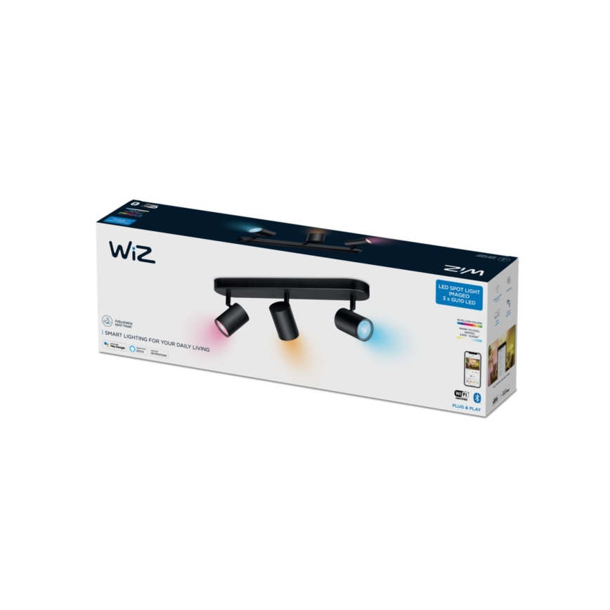WiZ - LED RGBW Himmennettävä kohdevalo IMAGEO 3xGU10/4,9W/230V 2200-6500K Wi-Fi CRI 90 musta