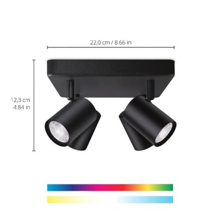 WiZ - LED RGBW Himmennettävä kohdevalo IMAGEO 4xGU10/4,9W/230V 2200-6500K Wi-Fi CRI 90 musta