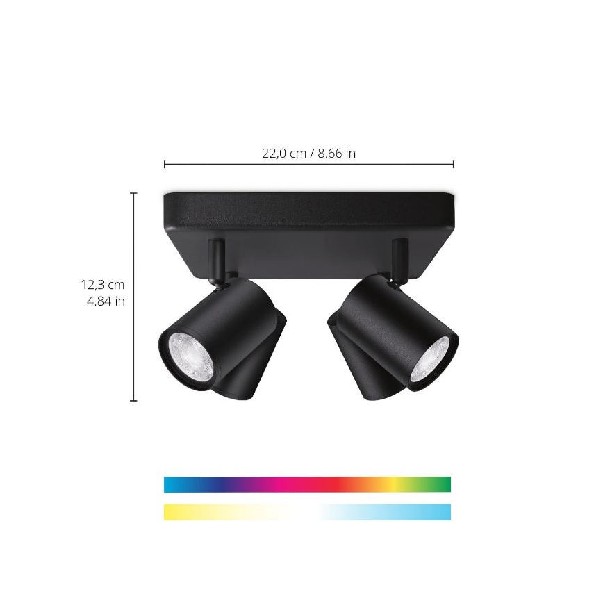 WiZ - LED RGBW Himmennettävä kohdevalo IMAGEO 4xGU10/4,9W/230V 2200-6500K Wi-Fi CRI 90 musta