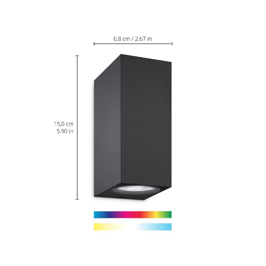 WiZ -LED RGBW Himmennettävä seinävalo UP&DOWN 2xGU10/4,7W/230V 2200-6500K Wi-Fi CRI 90 musta