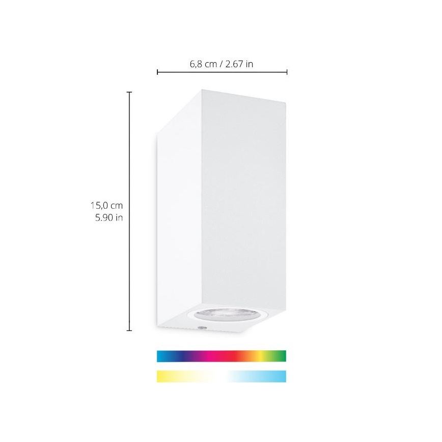 WiZ - LED RGBW Himmennettävä seinävalo UP&DOWN 2xGU10/4,7W/230V 2200-6500K Wi-Fi CRI 90 valkoinen