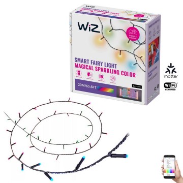 WiZ - LED RGBW Himmennettävä ulko ketju 160xLED 20m IP44 2700-5000K Wi-Fi