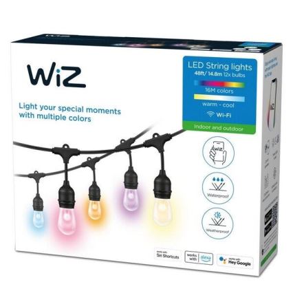 WiZ - LED RGBW Himmennettävä ulkoketju 12xLED 14,4m IP65 2700-5000K Wi-Fi