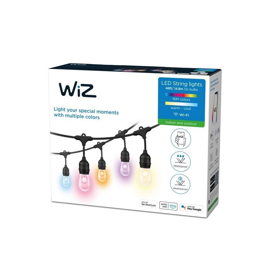 WiZ - LED RGBW Himmennettävä ulkoketju 12xLED 14,4m IP65 2700-5000K Wi-Fi