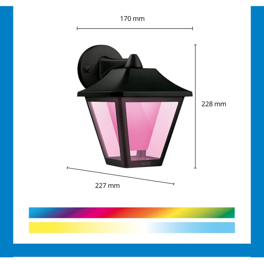 WiZ - LED RGBW Himmennettävä ulkoseinävalaisin LED/9,5W/230V 2700-5000K IP44 Wi-Fi