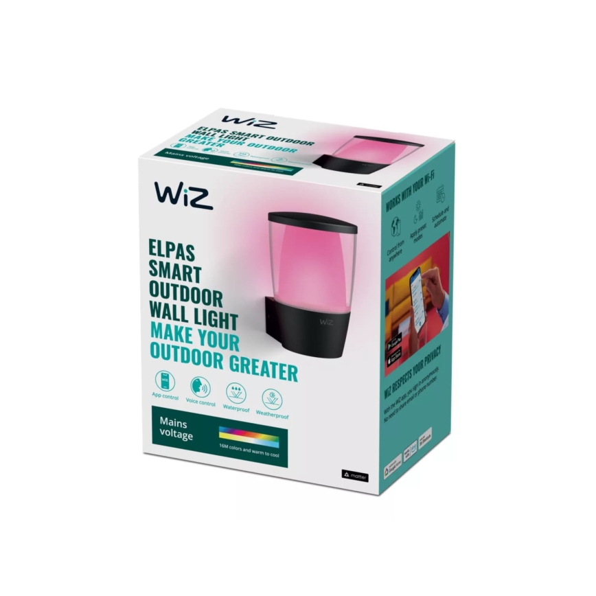 WiZ - LED RGBW Himmennettävä ulkoseinävalaisin ELPAS LED/8,5W/230V 2700–5000K IP44 Wi-Fi