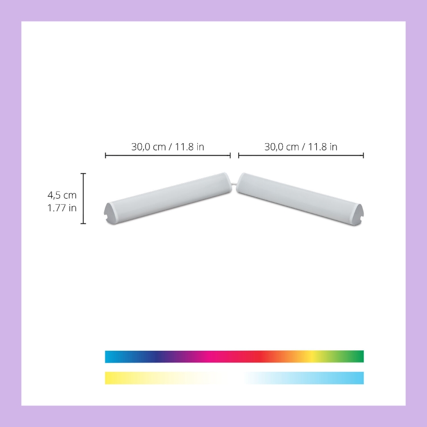 WiZ - SETTI 2x LED RGBW Himmennettävä lamppu BAR LED/5,5W/230V 2200-6500K Wi-Fi