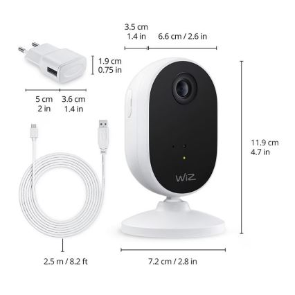 WiZ-setti kotitalouden valvontaan: 1xkamera + 3xLED RGB-polttimo 8,5W/230V Wi-Fi